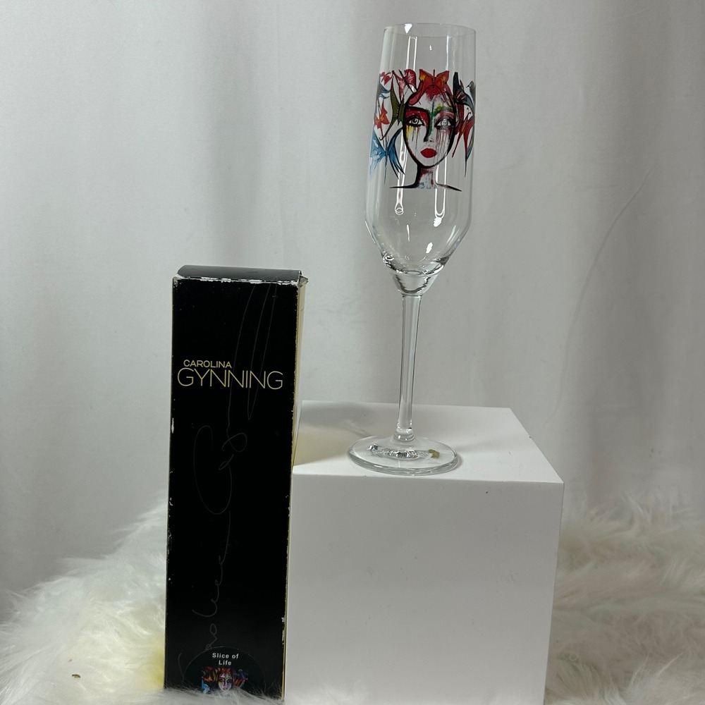 Carolina Gynning Signed‎ Slice of Life Champagne Flute Glass Colorful Art